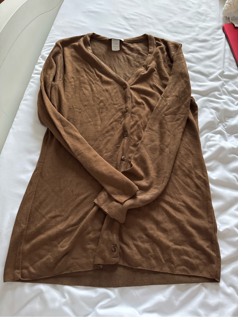 Classic V-Neck Button Cardigan in Brown